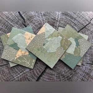 Handmade green floral coasters